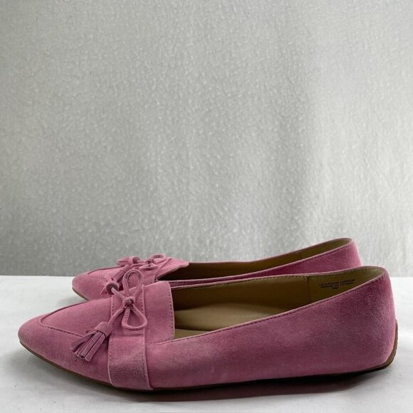 Talbots Francesca Driving Mocassins Womens Sz 8 Pink Suede Pointed Toes Tasseled - Picture 1 of 9